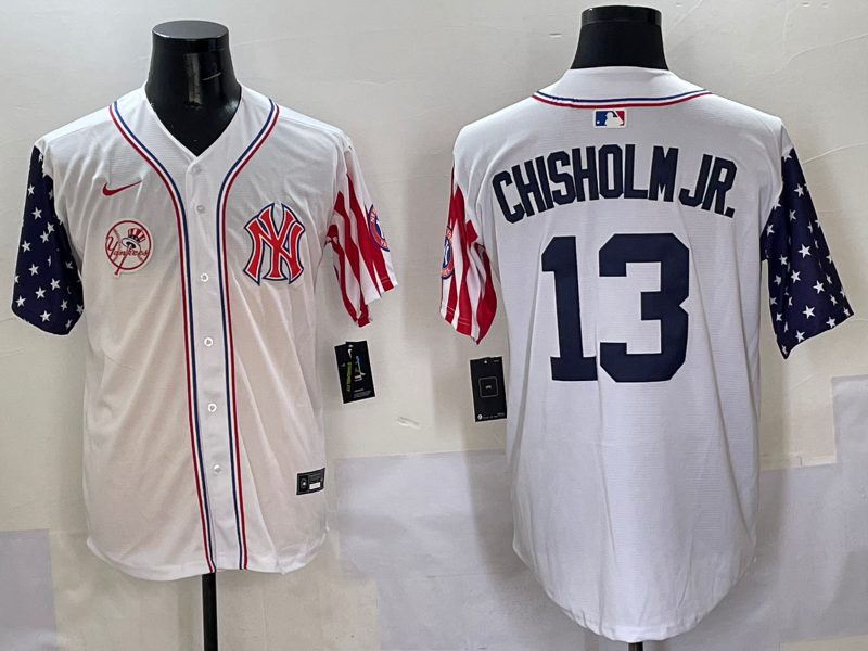 Men 2025  MLB New York Yankees #13 Chisholm Jr white jersey style 32->new york yankees->MLB Jersey